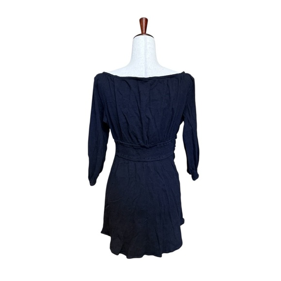 Free People Port Sunlight Mini Dress Smocked Black Endless Summer Size S #1898 - Picture 5 of 6